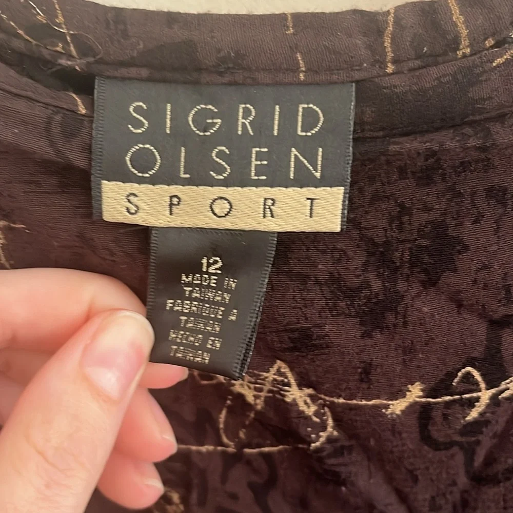 Vintage Sigrid Olsen Midi Skirt Brown Y2K Abstract  Autumn‎ Tiered Whimsigoth